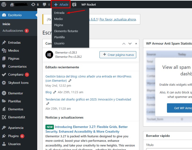 añadir entrada a wordpress